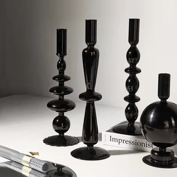 Candelabro negro 5 esferas