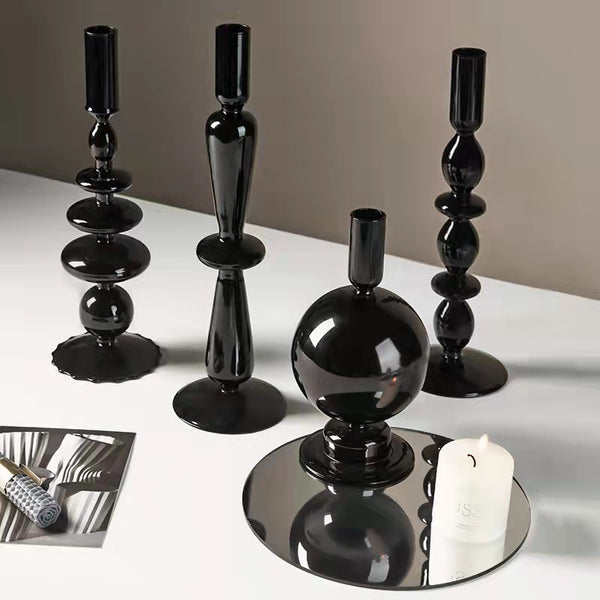 Candelabro negro 5 esferas