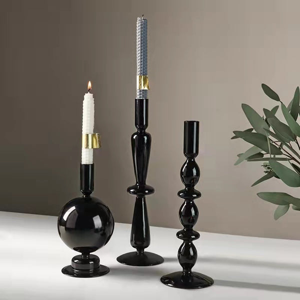 Candelabro negro 5 esferas