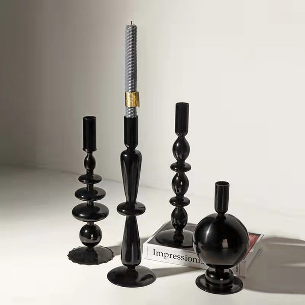 Candelabro negro 5 esferas